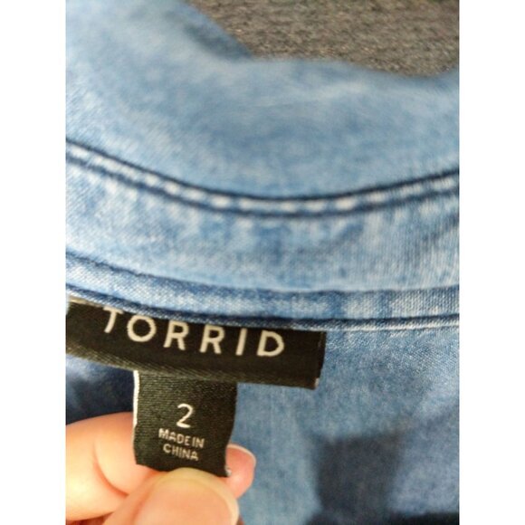 TORRID‎ Womens Button Shirt SZ 2X Taylor Medium Wash Denim Blue Country Rodeo - Picture 5 of 11